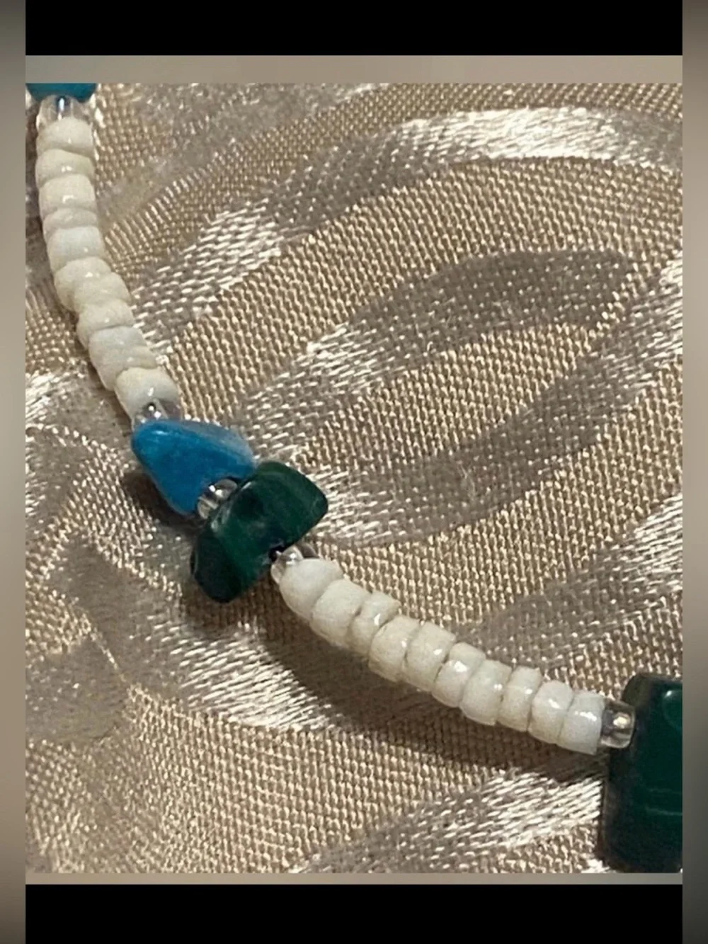 Turquoise, Malachite, Lapis Chip & Seed Bead Bracelet #7492